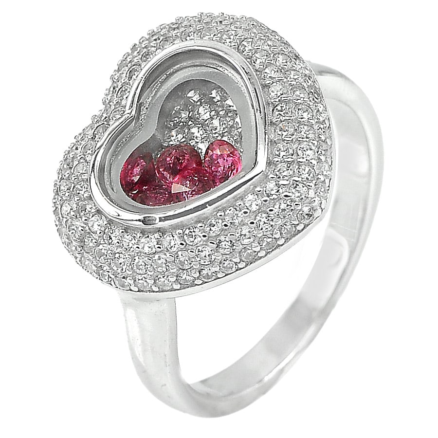 925 Sterling Silver Design Heart Ring Size 8 with CZ Beautiful Jewelry 5.29 G. (1 of 3)