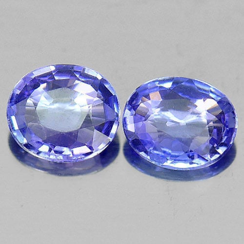 Violetish Blue Tanzanite 1.05 Ct. 2 Pcs. Oval Shape 6 x 5.2 Mm. Natural Gemstone From Tanzania: Product ID: 807005583 / Product Name: Natural Tanzanite / Weight: 1.05 CT. / Size: 6 x 5.2 x 2.3 MM. / Shape: Oval / Color: Blue / Clarity:VSI / Luster: Very Good / Gems Origin: Tanzania / Treatment: 