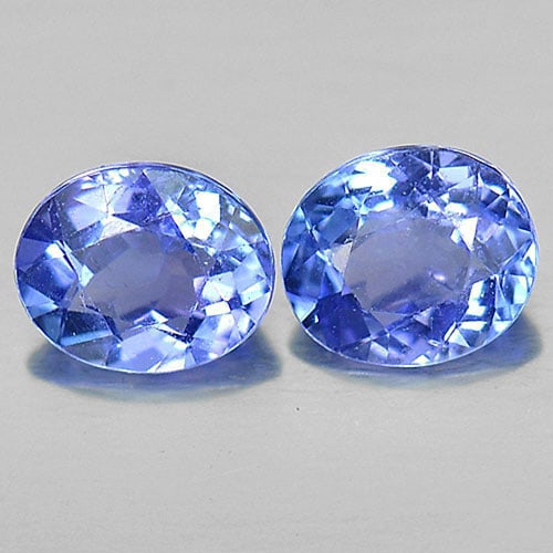 Violetish Blue Tanzanite 1.33 Ct. Pair Oval Shape 6 x 5 Mm. Natural Gemstones (1 of 3)