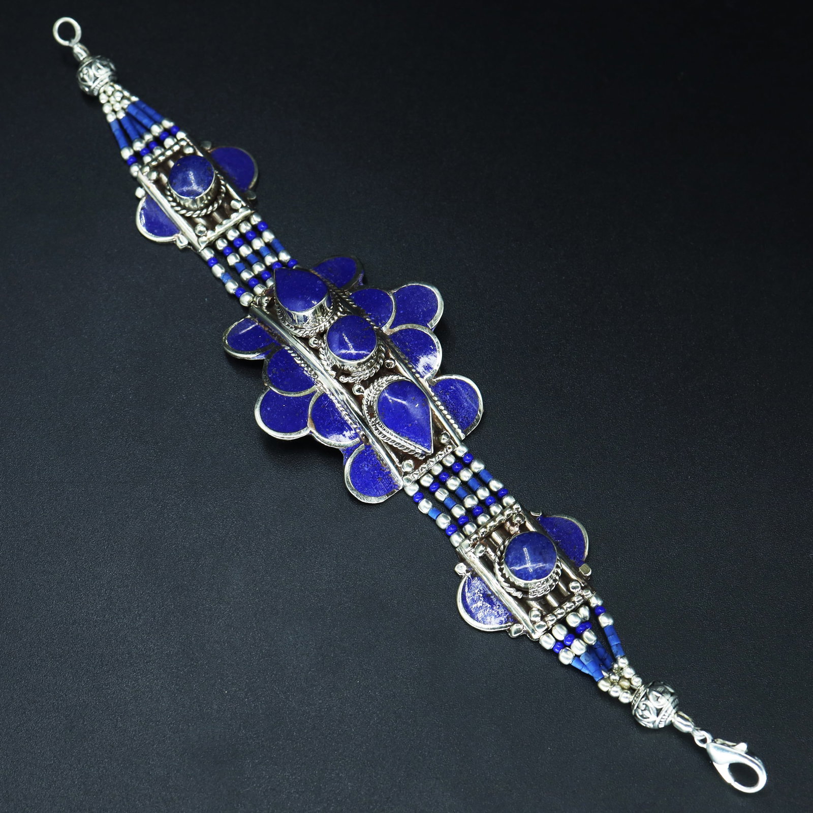 Afghani Lapis Lazuli Handmade Choker Bracelet: This is a very special design Old Turquoise & Coral Bracelet. It is designed and made from Natural Turquoise & Coral beads, brass beads together with special design beads with Beautiful Pendant . This