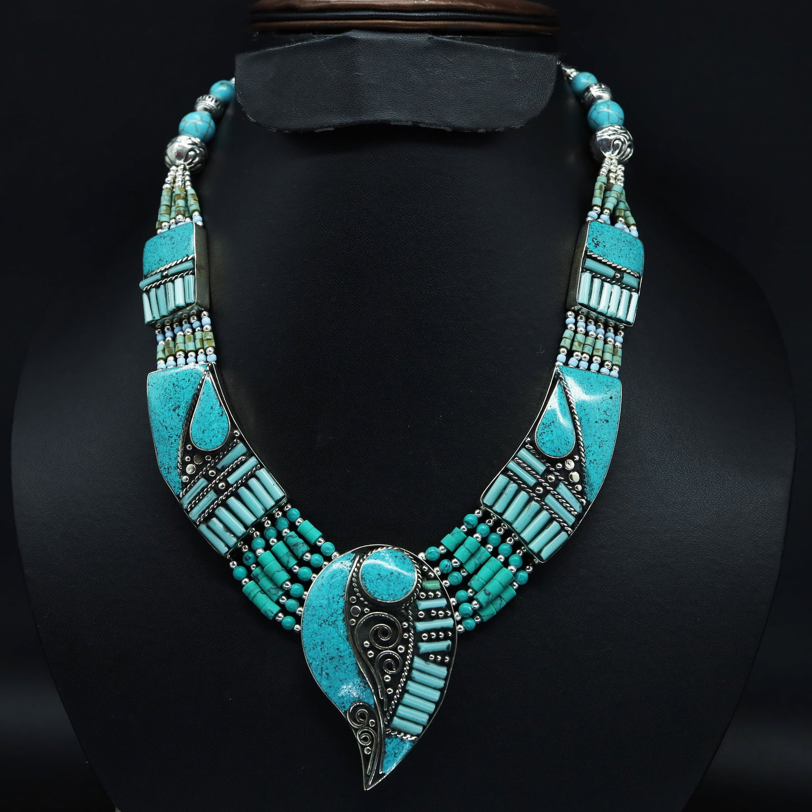Turquoise Handmade Mexican Choker Necklace (1 of 3)