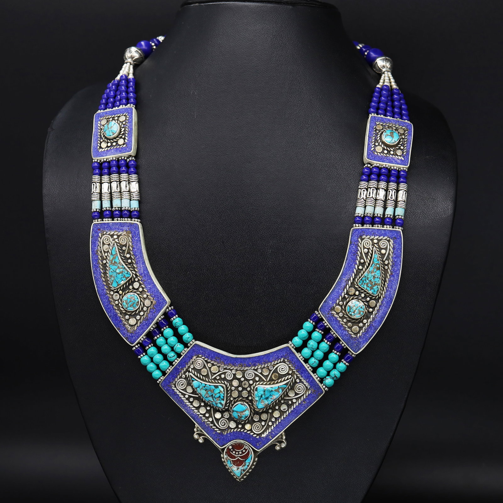Lapis Lazuli Handmade Mexican Choker Old Necklace (1 of 3)