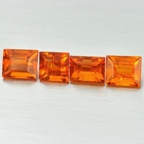 Orange Spessartine Garnet 2.67 Ct. 4 Pcs. Baguette Shape Natural Gemstones Unheated (1 of 3)