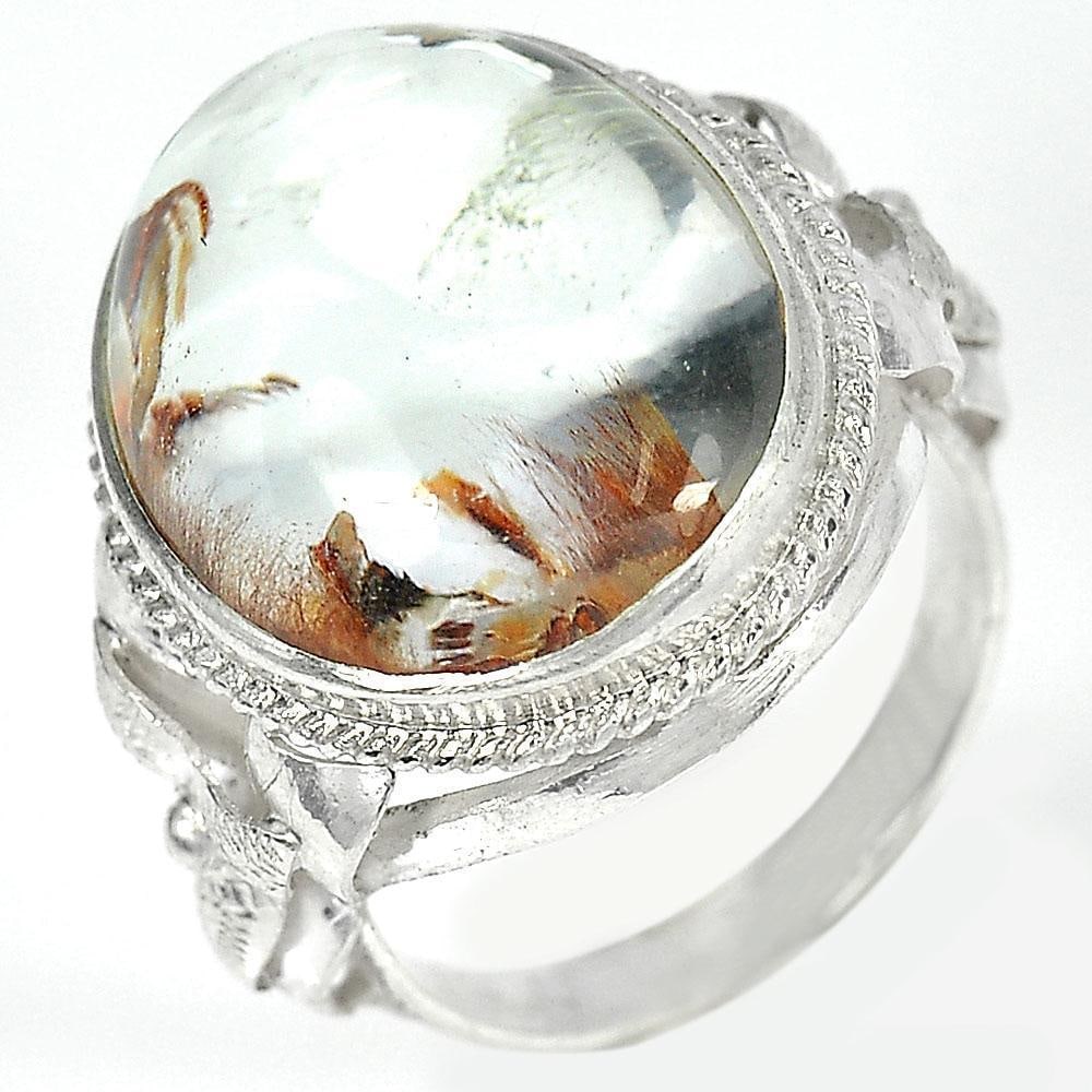 White Brown Quartz 925 Sterling Silver Jewelry Ring 7.88 G. Size 7 Natural Gemstone: Product ID: 200107913 Product Type: 925 Sterling Silver Fine Jewelry Jewelry Weight: 7.88 Grams. Ring Size: 7 Resizable(Fee) Gemstones Color: Brown Metal: Solid Silver 92.5%. Gemstone Detail: Center: 