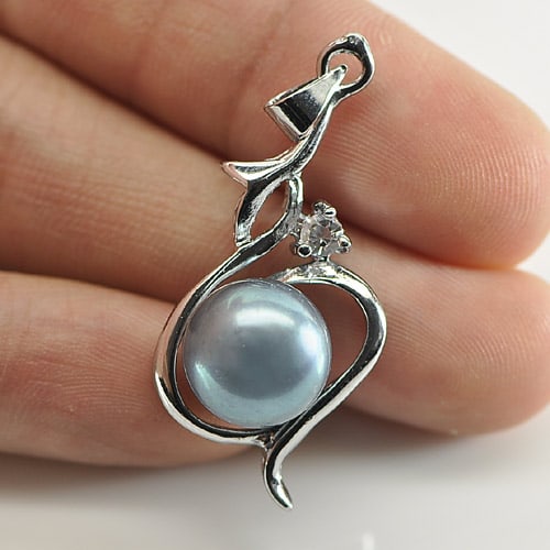 Natural Multi Color Pearl Rhodium Silver Plated Pendent Jewelry 3.69 G. (1 of 3)