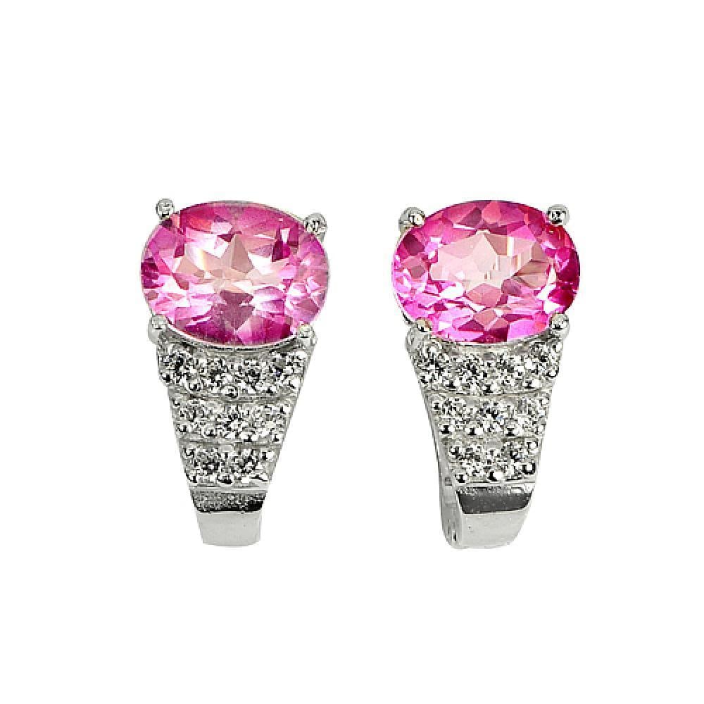 Natural Pink Topaz and Cz 925 Sterling Silver Earrings Beautiful Design 4.97 G.: Product ID: 207103099 Product Type: 925 Sterling Silver Fine Jewelry Jewelry Weight: 4.97 Grams. Gemstones Color: Pink Metal: Solid Silver 92.5%. Gemstone Detail: Natural Pink Topaz Oval Size 9 x 7 Mm