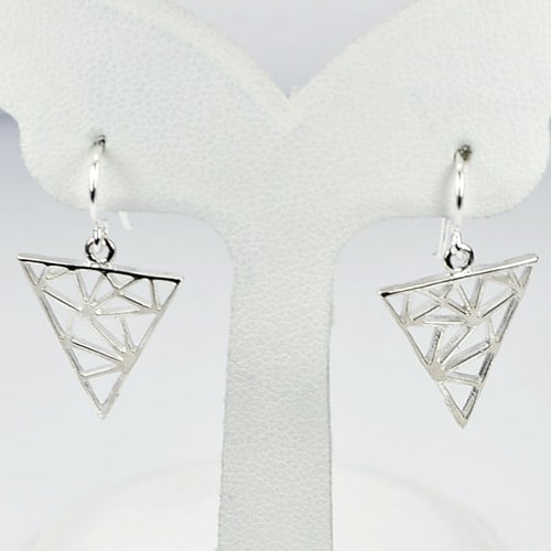 925 Sterling Silver Dangle Earrings 2.34 G. Geometric Triangle Design (1 of 3)