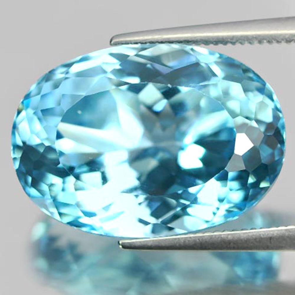 Swiss Blue Topaz 19.96 Ct. Clean Oval Shape 18 x 12.7 Mm. Natural Gemstone From Brazil (1 of 3)