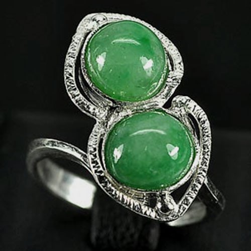 Natural Green Jade 925 Sterling Silver Ring Jewelry 3.46 G. Size 6 (1 of 3)