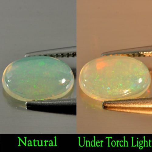 Multi Color Opal 1.68 Ct. Oval Cabochon Shape 11 x 7.3 Mm. Natural Unheated Gemstone From Ethiopia (1 of 3)