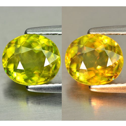 Multi Color Sphene 1.92 Ct. With Rainbow Spark Oval Shape 8 x 7 Mm. Natural Unheated Gemstone From (1 of 3)