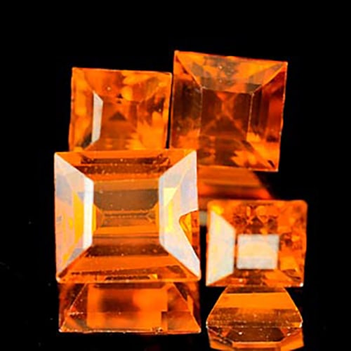 Orange Spessartine Garnet 2.27 Ct. Square Shape 4 Pcs. Natural Unheated Gemstone From Nigeria: Product ID: 802923603 Product Name: Natural Spessartine Weight: 2.27 CT. Size: 3.4 x 3.4 x 3.3 To 5 x 5 x 2.6 MM. Shape: Square Color: Orange Clarity:VSI Luster: Good Gems Origin: Nigeria Treatment: U