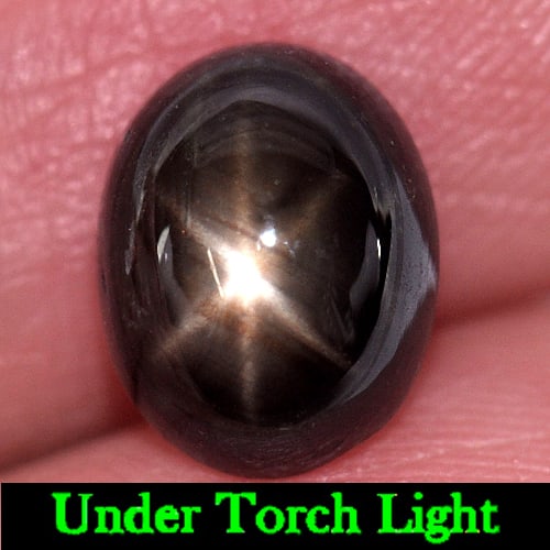 Black Star 6 Rays Sapphire 3.44 Ct. Oval Cabochon Shape 9.1 x 7.1 Mm. Natural Gemstone From: Product ID: 806136645 Product Name: Natural Star Sapphire Weight: 3.44 CT. Size: 9.1 x 7.1 x 4.7 MM. Shape: Oval Cabochon Color: Black Clarity:Opaque Luster: Good 6 Rays Star Gems Origin: Thailand Tre