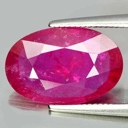 Purplish Pink Ruby 4.21 Ct. Oval Shape 13.3 x 8.7 Mm. Natural Gemstone From Mozambique (1 of 3)