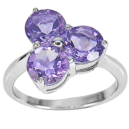 Natural Gems Purple Amethyst 925 Sterling Silver White Gold Plated 3.83 G. Ring Size 7 (1 of 3)