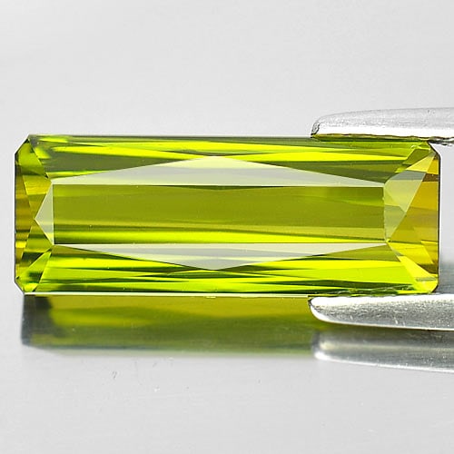 Lime Green Tourmaline 4.83 Ct. VVS Octagon Shape 16 x 6.2 Mm. Natural Gemstone From Nigeria (1 of 3)
