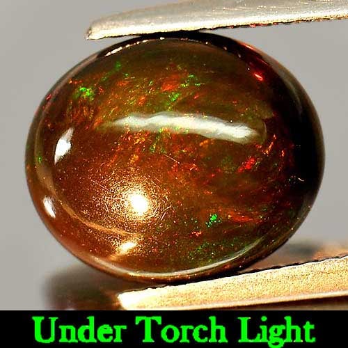 Play Of Color Rainbow Fire Red Black Opal 3.03 Ct. Oval Cabochon Shape 12 x 10 Mm. Natural Gemstone (1 of 3)