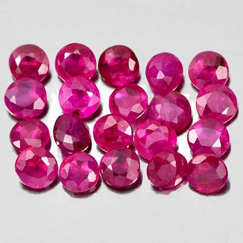 Purplish Pink Ruby 1.17 Ct. 20 Pcs. Round Shape  2.2 Mm. Natural Gemstones From Thailand (1 of 3)