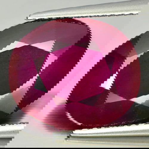 Purplish Red Ruby 8.53 Ct. Oval Shape 13.9 x 11.8 Mm. Natural Gemstone From Mozambique (1 of 3)