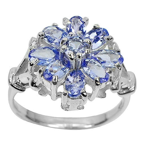 Natural Gems Violetish Blue Tanzanite 925 Sterling Silver 3.67 G. Ring Size 7 (1 of 3)