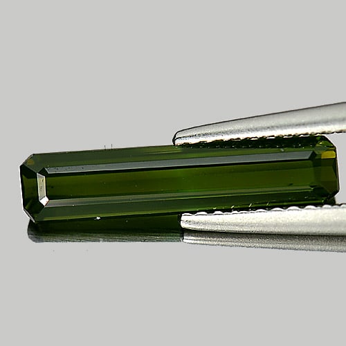 Green Tourmaline 1.61 Ct. VVS Octagon Shape 16.1 x 3.5 Mm. Natural Gemstone Unheated (1 of 3)