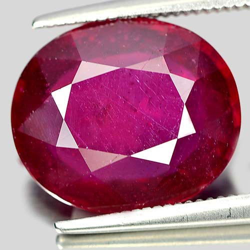 Red Ruby 7.51 Ct. Oval Shape 13.1 x 11.2 Mm. Natural Gemstone From Madagascar (1 of 3)