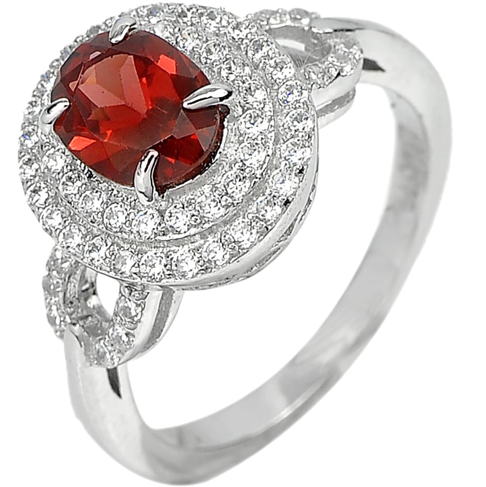 Natural Orange Red Garnet 925 Sterling Silver Jewelry 3.24 G. Ring Size 6 (1 of 3)
