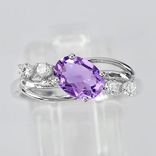 Natural Purple Amethyst 925 Sterling Silver Ring Jewelry 2.31 Grams Size 7.5 (1 of 3)