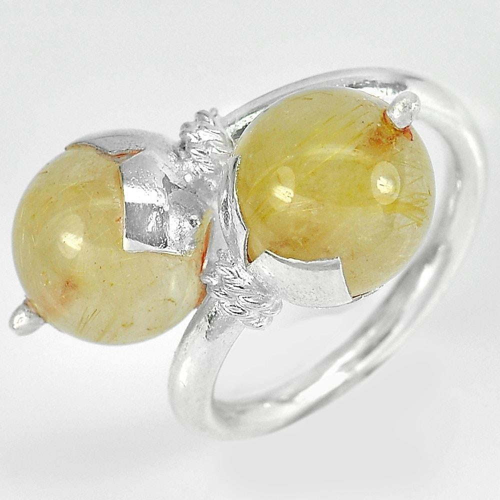 Natural Brown Rutilated Quartz 925 Sterling Silver Jewelry Ring 8.37 Grams Size 6.5 (1 of 3)