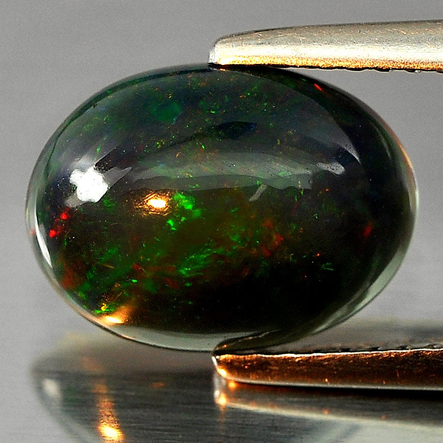 Play Of Color Rainbow Fire Red Black Opal 1.75 Ct. Oval Cabochon Shape 11.4 x 8.4 Mm. Natural (1 of 3)