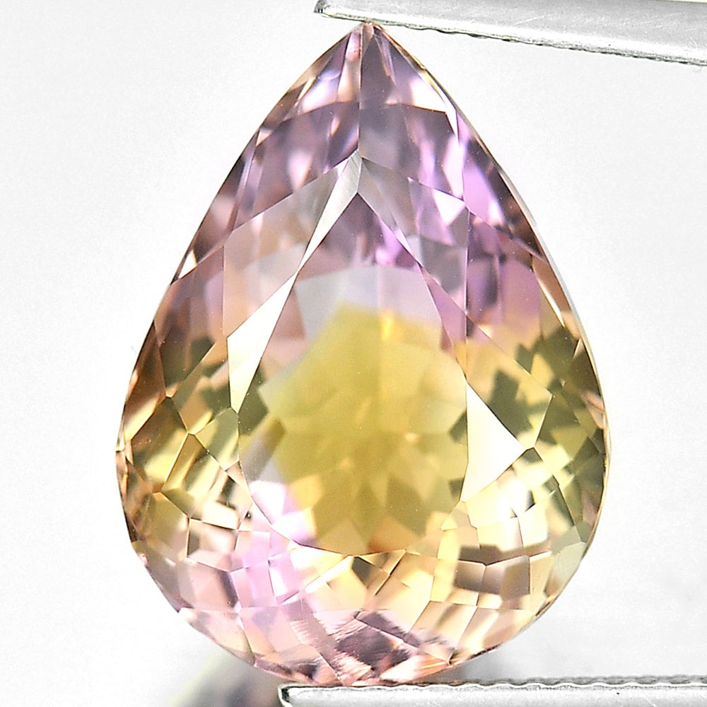Bi Color Ametrine 11.90 Ct. Clean Pear Shape 18 x 13.2 Mm. Natural Gemstone Unheated From Bolivia (1 of 3)