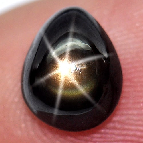 Black Star Sapphire 6 Ray 2.18 Ct. Pear Cabochon Shape 8.1 x 6.6 Mm. Natural Gemstone (1 of 3)