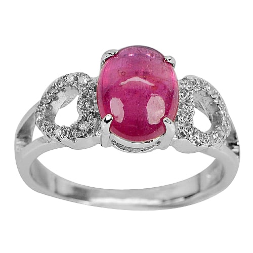 Natural Gemstone Pink Red Ruby 925 Sterling Silver Ring Jewelry 3.25 G. Size 7 (1 of 3)