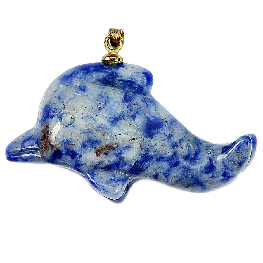 Natural Blue White Brazilian Sodalite Dolphin Carving Pendant 39.00 Ct. Gemstone: Product ID: 819101268 Product Name: Natural Sodalite Weight: 39.00 CT. Size: 35 x 20 x 12.5 MM. Shape: Dolphin Carving Color: Blue White Clarity:Opaque Luster: Good Gems Origin: USA Treatment: Unheate