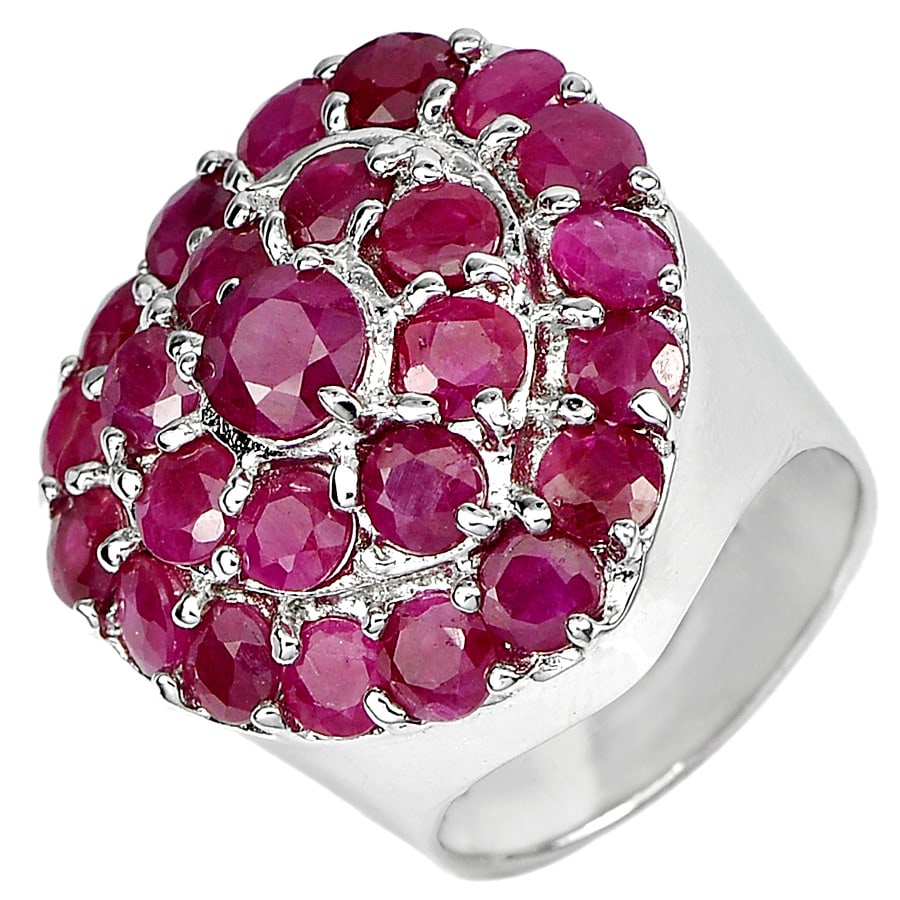 Natural Purplish Red Ruby 925 Sterling Silver Ring Jewelry 13.93 G. Size 8 (1 of 3)
