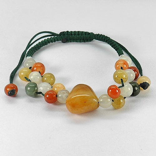 Natural Multi-Color Jade Beads Bracelet Length 3.5 to 5.8 Inch. 87.75 Ct. (1 of 3)