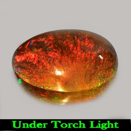 Natural Fire Red Black Opal 2.07 Ct. Play Of Color Rainbow Oval Cabochon 11.7 x 8.1 Mm. Gemstone (1 of 3)
