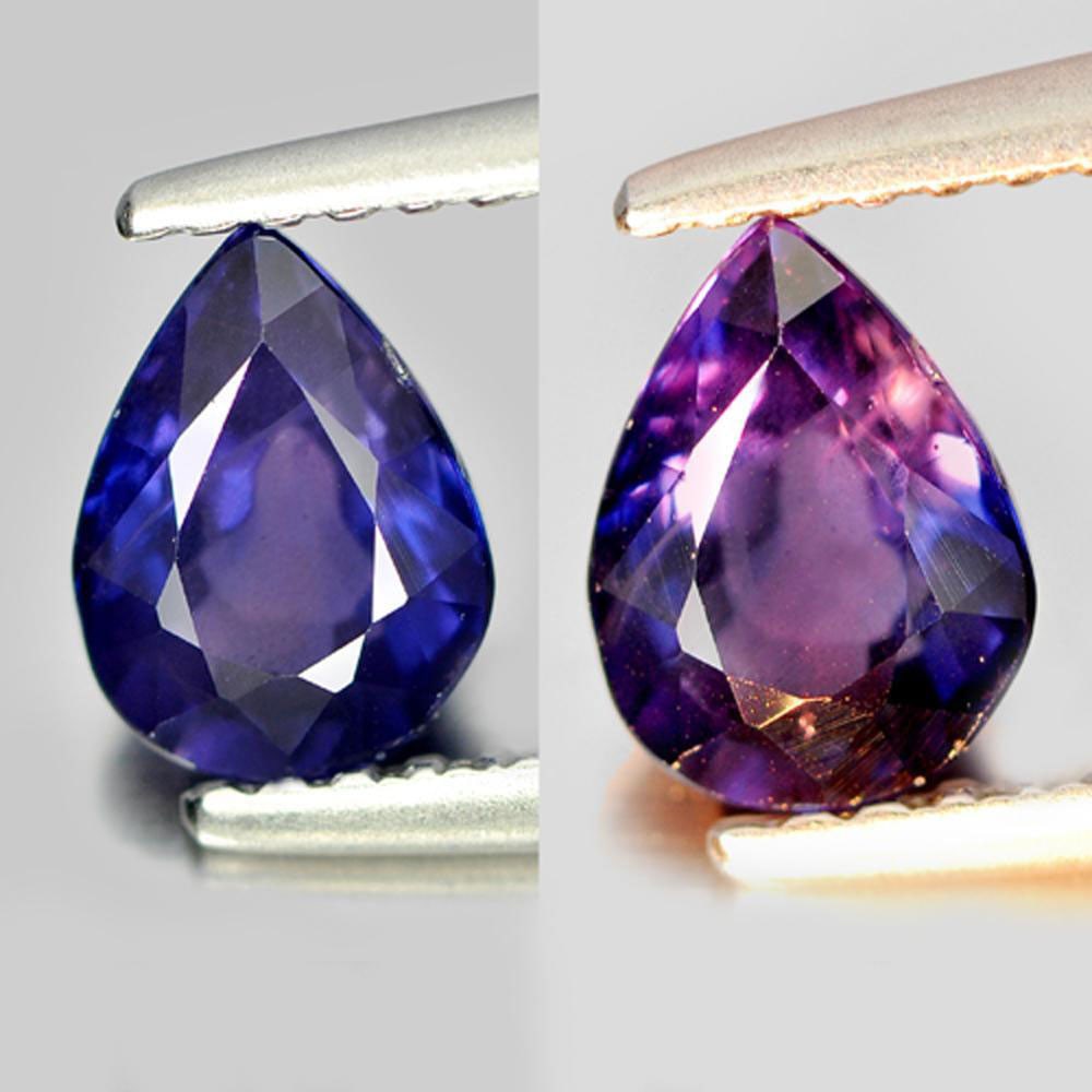 Certified Natural Unheated Color Change Sapphire 1.01 Ct. Pear Shape 6.86 x 5.10 Mm. Gemstone (1 of 3)