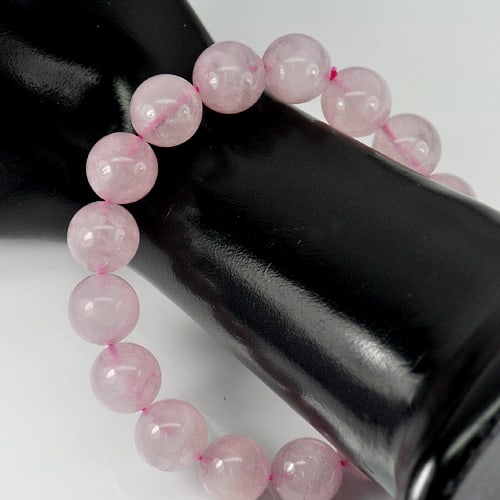 142.26 Ct. Beautiful Natural Pink Rose Quartz Beads Stretch Bracelet 7 Inch (1 of 3)