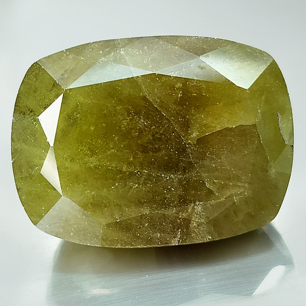 Green Yellow Natural Sphene 66.15 Ct. Oval Cushion 18.8 x 20.5 Mm. Opaque Unheated Gemstones From (1 of 3)