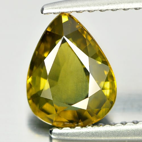 Greenish Yellow Sapphire 1.65 Ct. Clean Pear Shape 8.6 x 6.7 Mm. Natural Gemstone From Thailand (1 of 3)