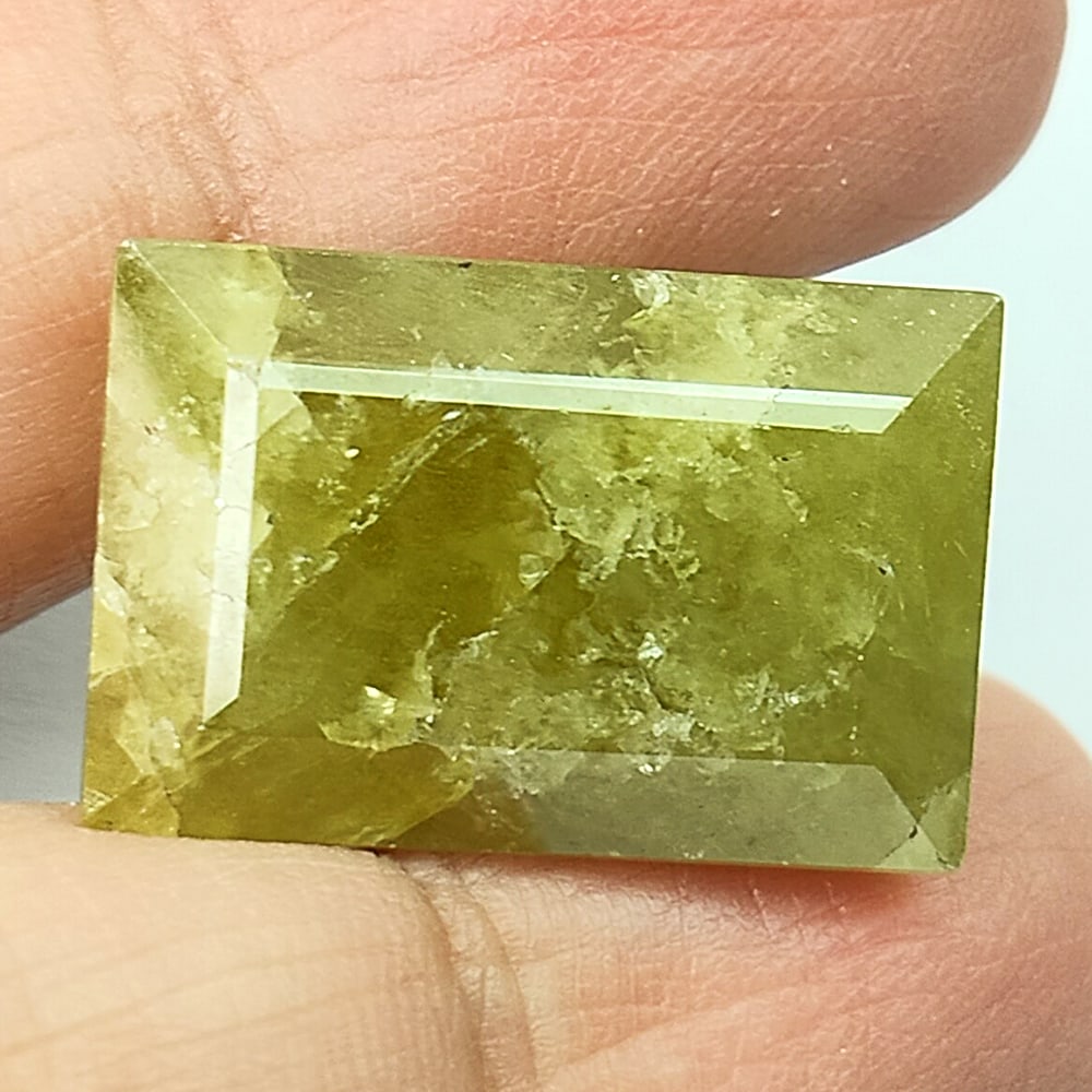 Green Yellow Natural Sphene 31.55 Ct. Baguette Shape 14 x 20.2 Mm. Opaque Unheated Gemstone From (1 of 3)