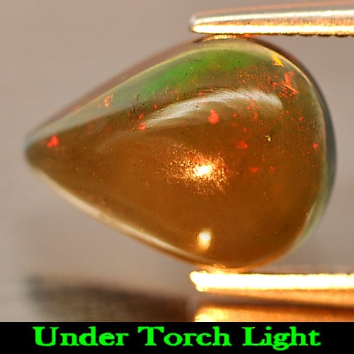 Natural Play Of Color Rainbow Fire Red Black Opal 1.66 Ct. Pear Cabochon Shape 11 x 8.3 Mm. Gemstone (1 of 3)