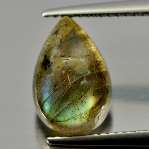 Multi Color Labradorite 3.23 Ct. Pear Cabochon Shape 12 x 8 Mm. Natural Gemstone From Canada (1 of 3)