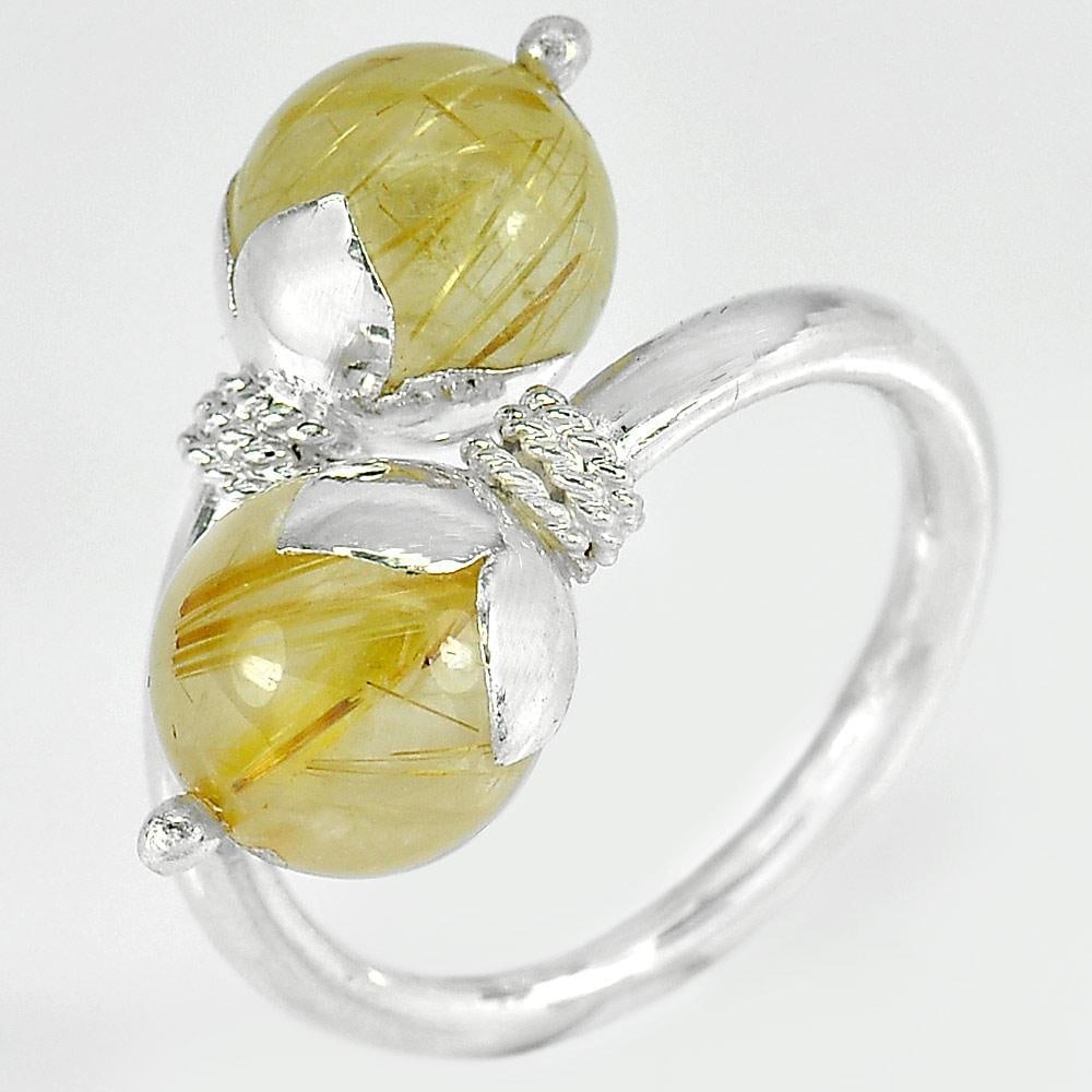 Natural Brown Rutilated Quartz 925 Sterling Silver Jewelry 5.66 Grams Ring Size 6.5 (1 of 3)