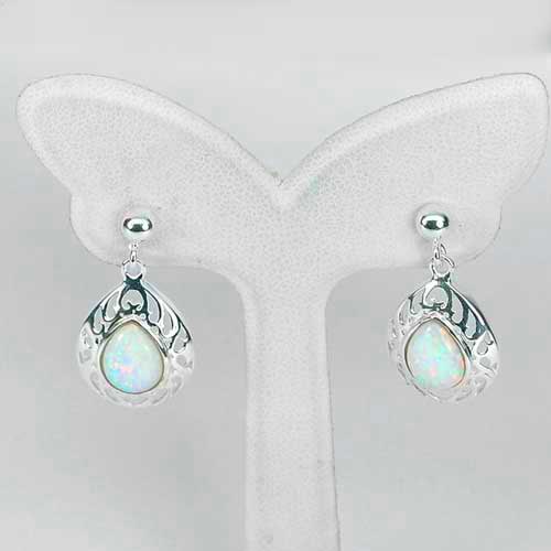 Multi Color White Created Opal Stud Earrings 2.85 G. Real 925 Sterling Silver Jewelry (1 of 3)