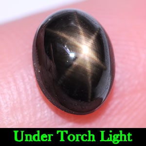 Natural Black Star Sapphire 2.74 Ct. Oval Cabochon Shape 8.4 x 6.4 Mm. Gemstone From Thailand: Product ID: 806136164 Product Name: Natural Star Sapphire Weight: 2.74 CT. Size: 8.4 x 6.4 x 4.7 MM. Shape: Oval Cabochon Color: Black Clarity:Opaque Luster: Good 6 Rays Star Gems Origin: Thailand Tre