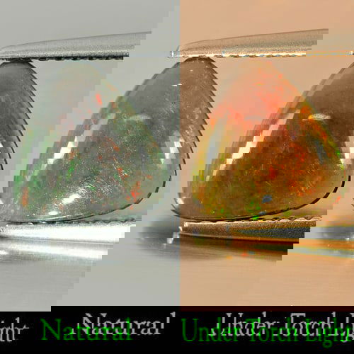 Natural Play Of Color Rainbow Fire Red Black Opal 0.80 Ct. Trilliant Cabochon Shape 8.8 x 8.3 Mm. (1 of 3)