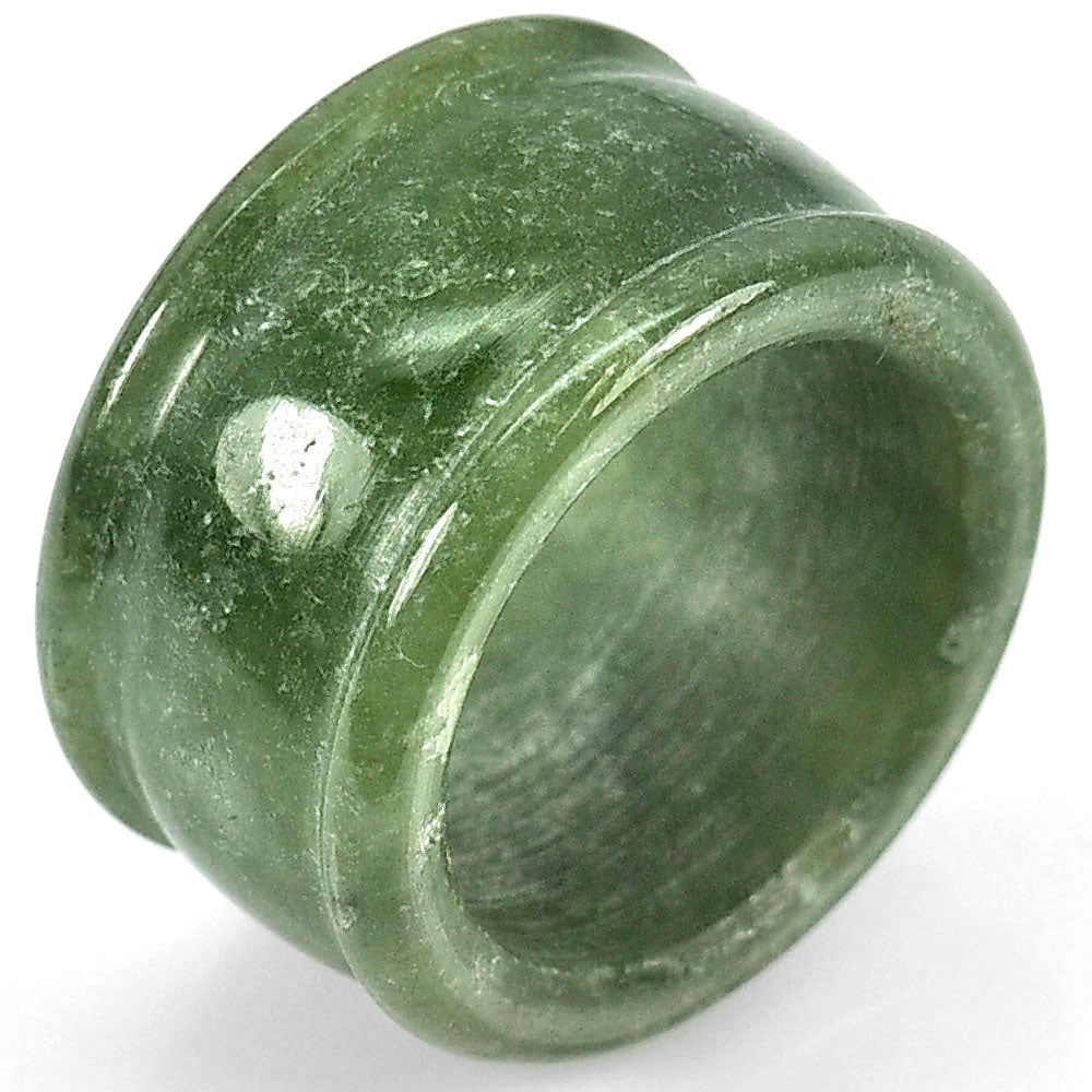 Natural Green Jade 53.76 Ct. Ring Shape Size 9.5 Unheated Gemstone From Thailand: Product ID: 818101318 Product Name: Natural Jade Weight: 53.76 CT. Size: Size 9.5 MM. Shape: Ring Color: Green Clarity:Opaque Luster: Good Gems Origin: Thailand Treatment: Unheated Crystal Structure: 