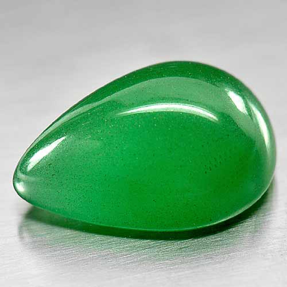Certifiled Natural Green Chrysoprase 13.06 Ct. Pear Cabochon Shape 12.94 x 18.09 Mm. Gemstone (1 of 3)